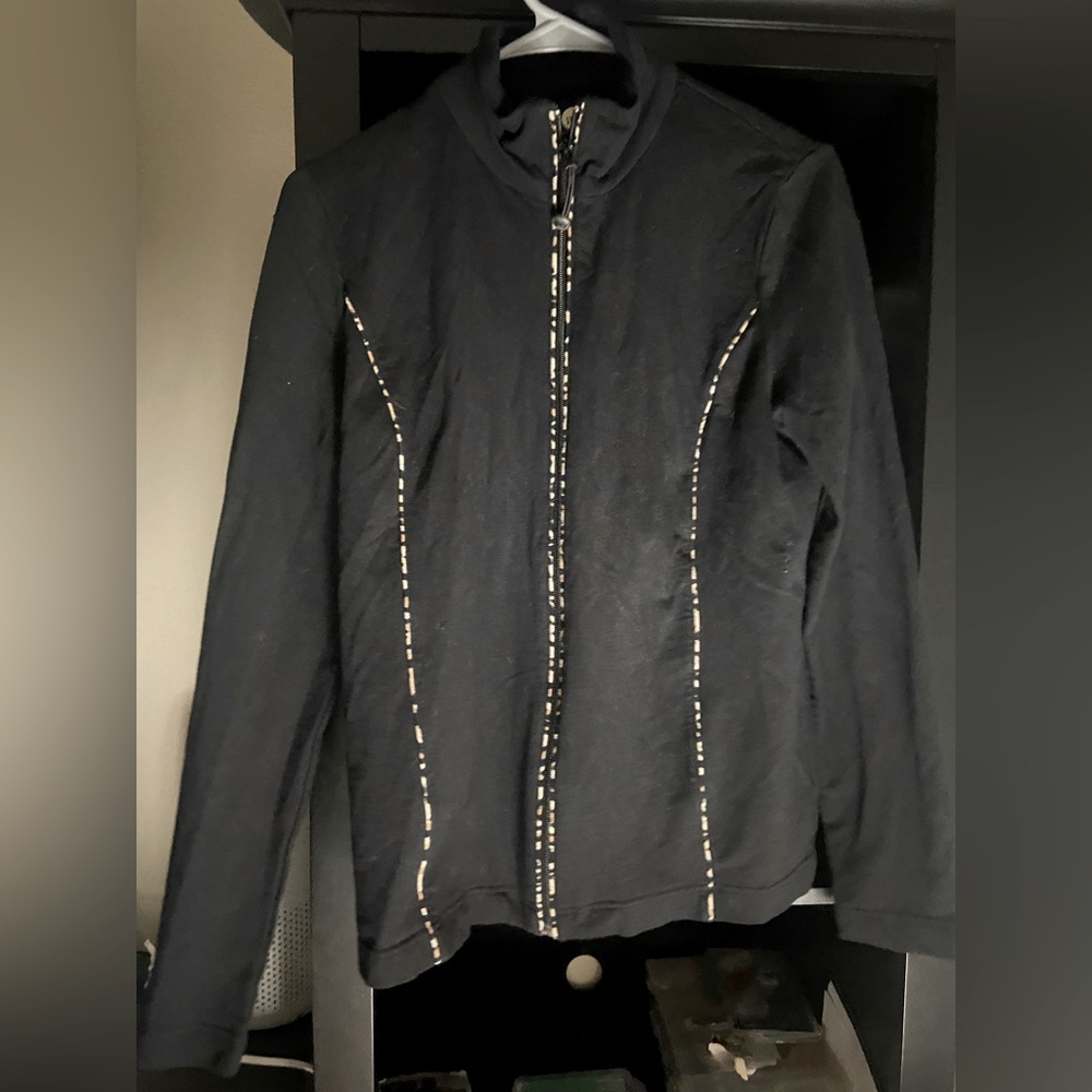 Black zip up sweater, light weight